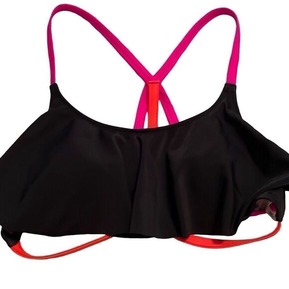 EUC PINK Victoria’s Secret Black Pink Strappy Back Removable Padding Bikini Top - Picture 5 of 8